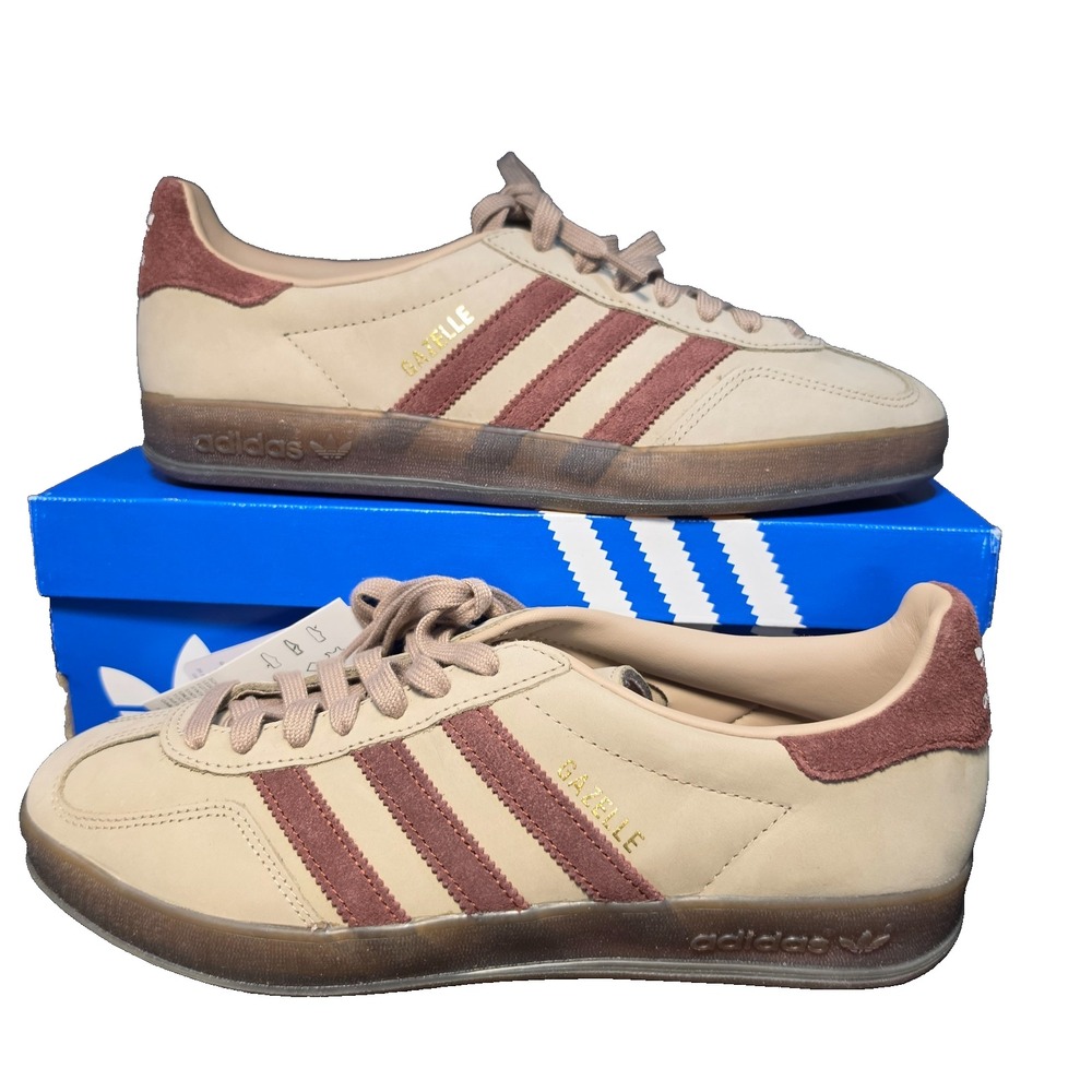 Men's 9.5 Adidas Gazelle Indoor Trace Khaki Fox Brown Cloud White JQ8387 New